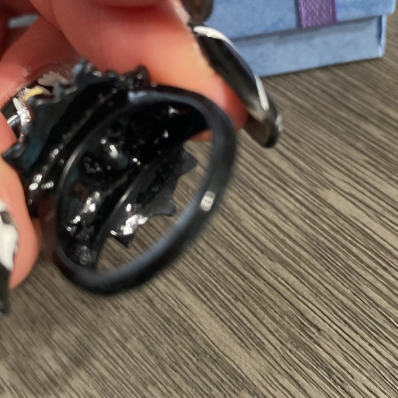Black Metal Rhinestone Burst Ring New - Picture 9 of 10
